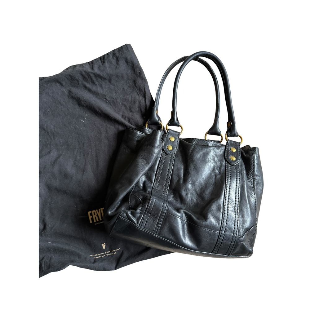 FRYE Melissa Leather Tote Black Shoulder Bag Women's Medium Size - Picture 1 of 14